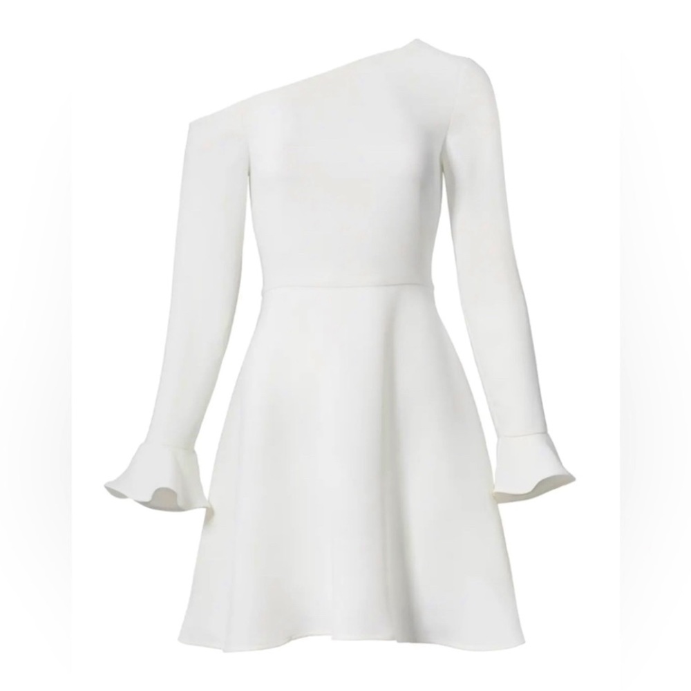 LIKELY One Shoulder White Dress Fit and Flare Bell Sleeves 6